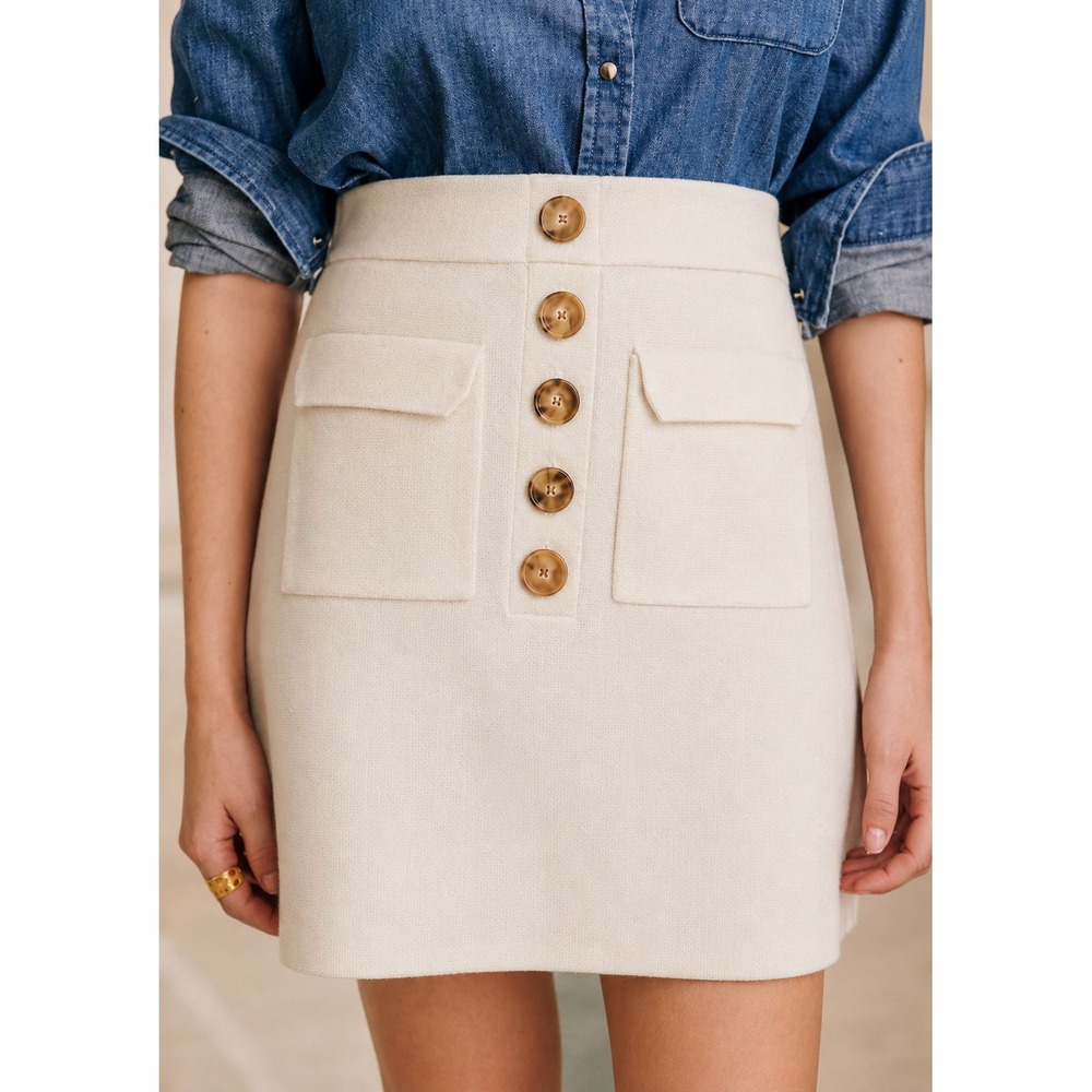Sezane Sorena Skirt Size Medium Merino Wool Knit Mini